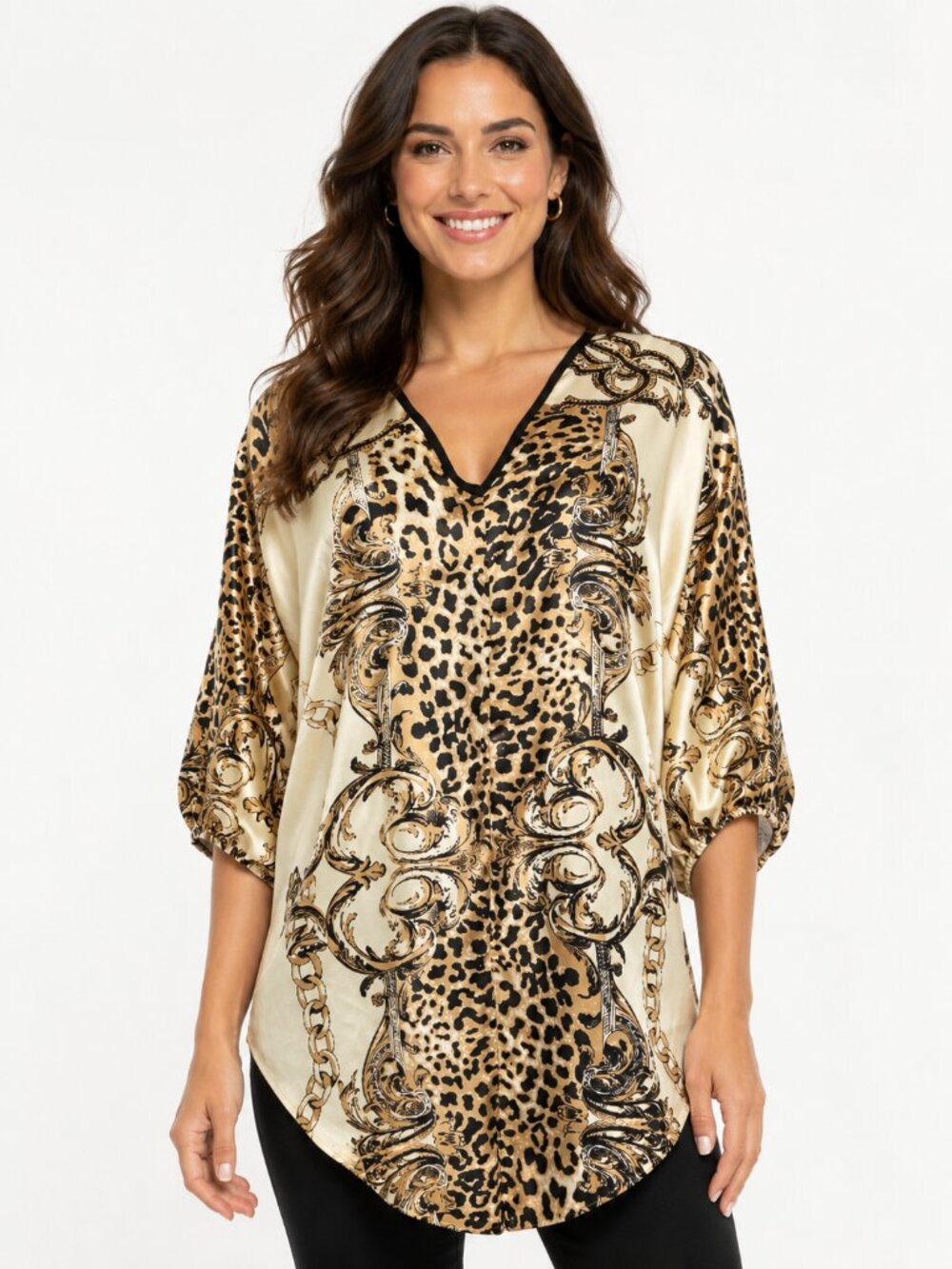Aum Couture  animal print mix blouse